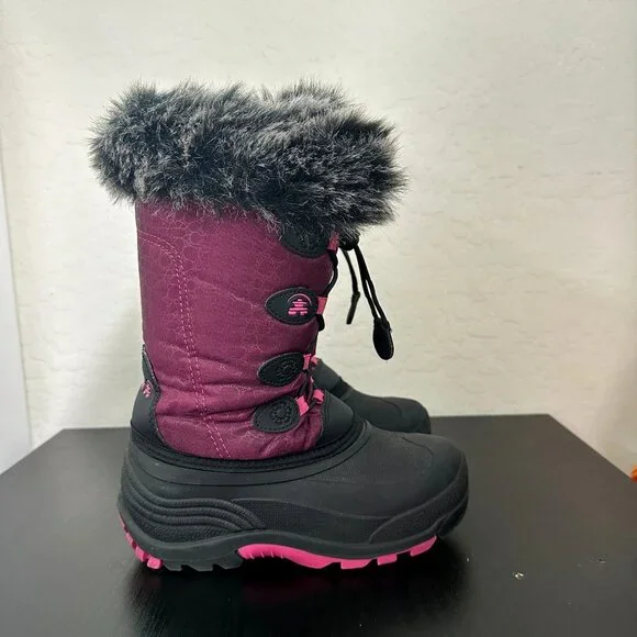 Kamik Kids Purple/Pink Snowgypsy Faux Fur Lined Winter Snow Boot Size 2 - Picture 4 of 12